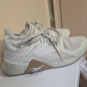 Reebok Off-White and Brown Athletic Shoes